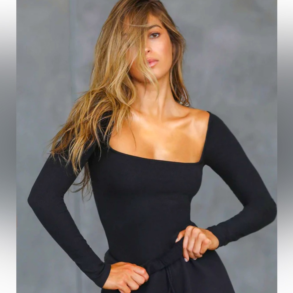 JOAH BROWN SQUARE NECK LONG SLEEVE